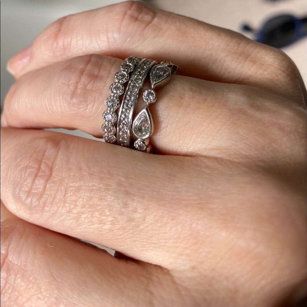 Set of 3 rings Diamonique Size 4